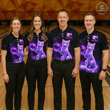 Load image into Gallery viewer, Cat Aurora Galaxy Bowling Shirt  for Men Custom Neon Glow Bowling Jersey Polo &amp; Quarter-Zip QZT968