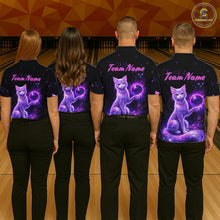 Load image into Gallery viewer, Cat Aurora Galaxy Bowling Shirt  for Men Custom Neon Glow Bowling Jersey Polo &amp; Quarter-Zip QZT968
