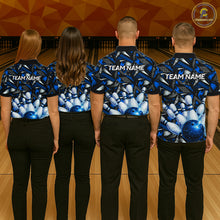 Load image into Gallery viewer, Blue Rhinestone Bowling Shirt for Men Custom Bowling Team Jersey Polo &amp; Quarter-Zip QZT1003