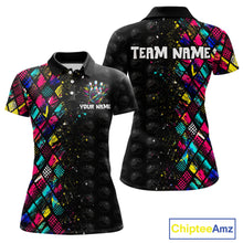 Load image into Gallery viewer, Colorful polo shirt with customizable text on a white background