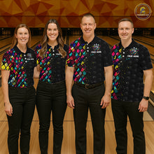 Load image into Gallery viewer, Four people in matching bowling shirts standing on a bowling alley.