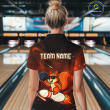 Load image into Gallery viewer, Orange &amp; Black Funny Squirrel Bowling Shirt for Women Bowling League Jersey Polo &amp; Quarter-Zip QZT879