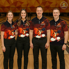 Load image into Gallery viewer, Orange &amp; Black Funny Squirrel Bowling Shirt for Women Bowling League Jersey Polo &amp; Quarter-Zip QZT879