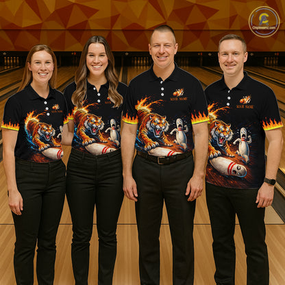 Personalized Tiger Bowling Shirt Orange Funny Bowling Team League Jersey for Women QZT832