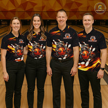 Load image into Gallery viewer, Custom Orange Funny Raccoon Bowling Shirt for Men Bowling Jersey Polo &amp; Quarter-Zip Bowling Outfit QZT969