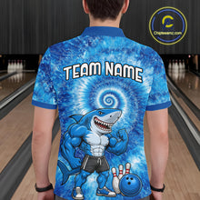 Load image into Gallery viewer, Custom Tie Dye Shark Bowling Shirt for Men Funny Bowling Team Jersey Polo &amp; 1/4 Zip QZT1004