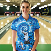 Load image into Gallery viewer, Custom Tie Dye Shark Bowling Shirt for Women Funny Bowling Team Jersey Polo &amp; 1/4 Zip QZT1004