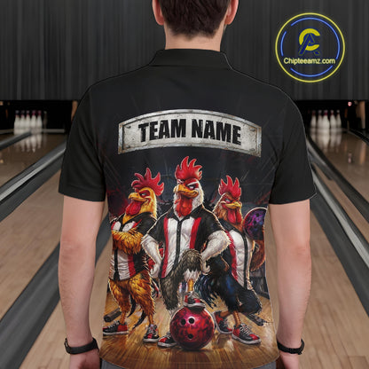 Custom Funny Chicken Family Bowling Shirt for Men Bowling Team Jersey Polo & Quarter-Zip QZT1005
