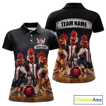 Custom Funny Chicken Family Bowling Shirt for Women Bowling Team Jersey Polo & Quarter-Zip QZT1005