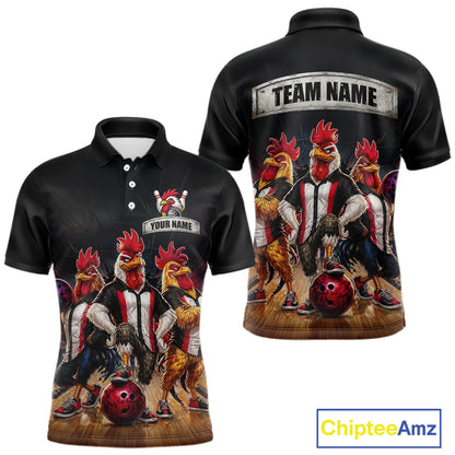 Custom Funny Chicken Family Bowling Shirt for Men Bowling Team Jersey Polo & Quarter-Zip QZT1005