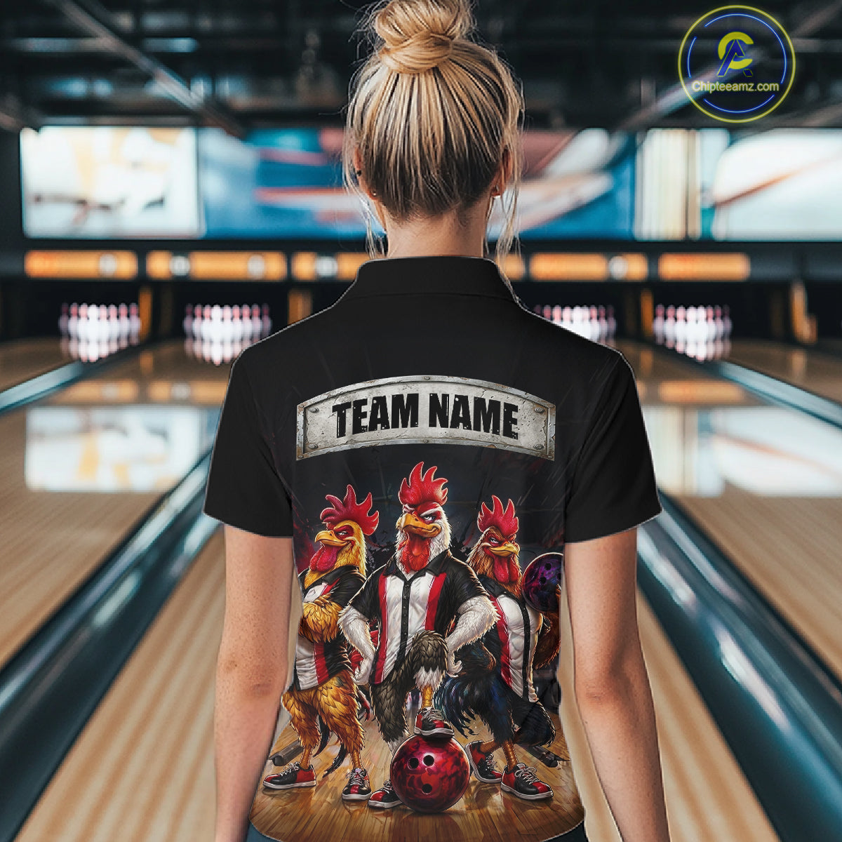 Custom Funny Chicken Family Bowling Shirt for Women Bowling Team Jersey Polo & Quarter-Zip QZT1005