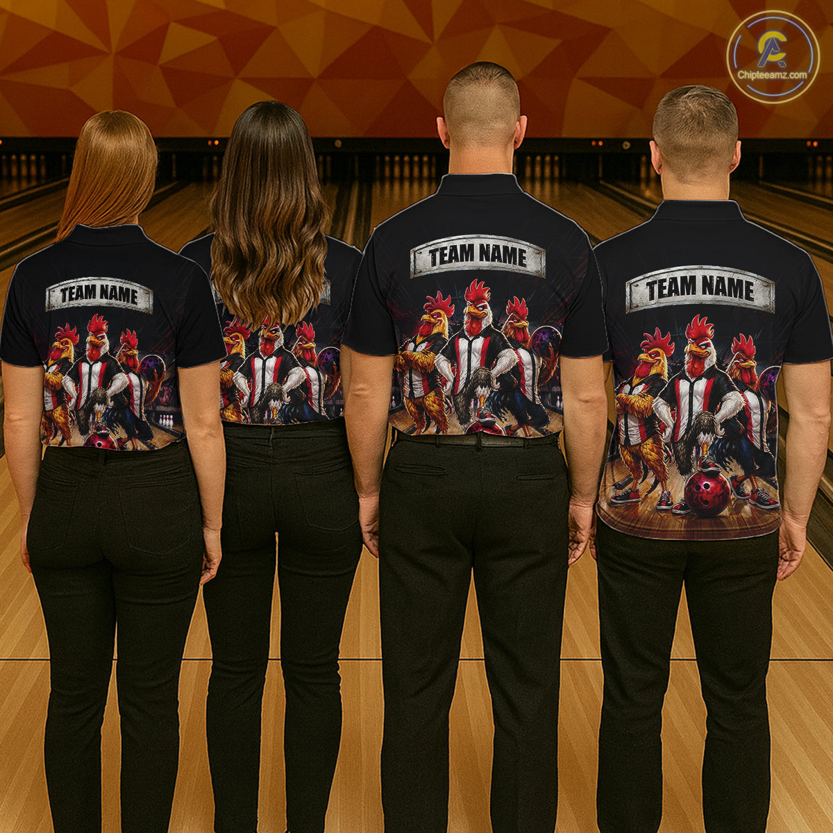 Custom Funny Chicken Family Bowling Shirt for Women Bowling Team Jersey Polo & Quarter-Zip QZT1005