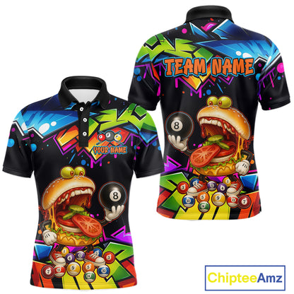 Colorful polo shirts with unique designs and 'Chiptee Amz' branding.