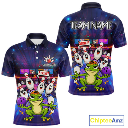Custom Funny Frog Bowling Shirt for Men Polo & Quarter-Zip Bowling Team Jersey League QZT1006