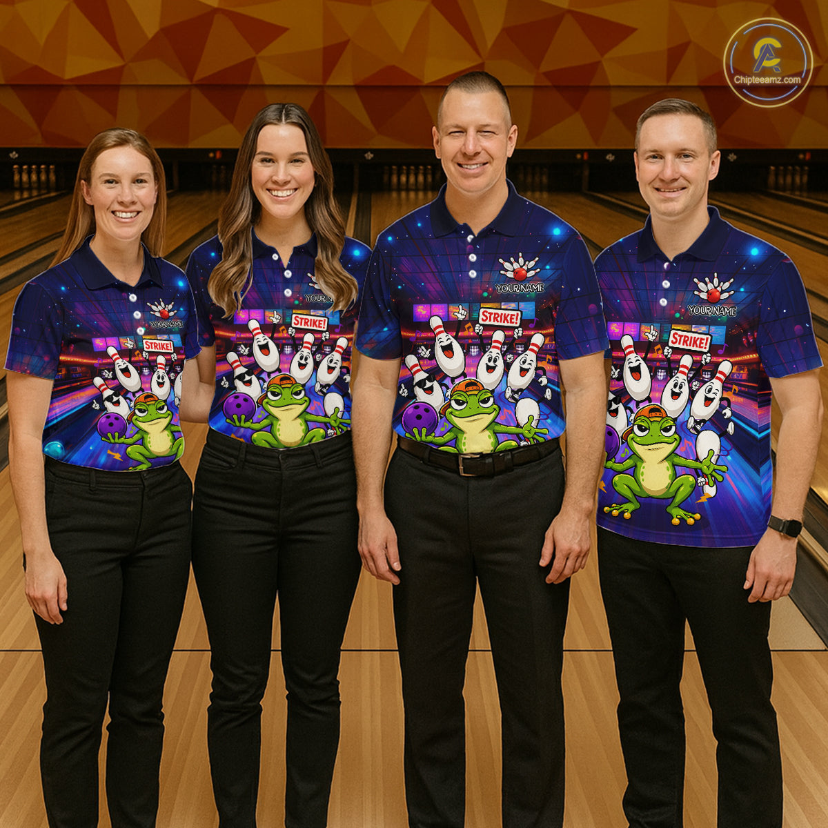 Custom Funny Frog Bowling Shirt for Men Polo & Quarter-Zip Bowling Team Jersey League QZT1006