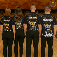 Load image into Gallery viewer, Custom Black &amp; Gold Funny Bee Bowling Shirt for Women Polo &amp; 1/4-Zip Bowling Team Jersey QZT1007