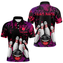 Load image into Gallery viewer, Red Purple Funny Bowling Team Shirt for Men Custom Bowling League Jersey Polo &amp; 1/4 Zip Bowler Outfit QZT781
