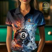 Load image into Gallery viewer, Person wearing a polo shirt with a 8-ball design and 'Your Name' text.