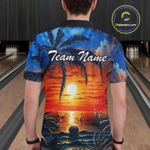 Load image into Gallery viewer, Custom Bowling Jersey Polo &amp; 1/4 Zip Sunset Tropical Sublimated Bowling Shirt for Men QZT836