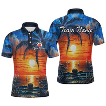 Load image into Gallery viewer, Custom Bowling Jersey Polo &amp; 1/4 Zip Sunset Tropical Sublimated Bowling Shirt for Men QZT836