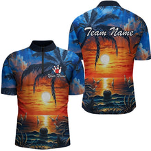 Load image into Gallery viewer, Custom Bowling Jersey Polo &amp; 1/4 Zip Sunset Tropical Sublimated Bowling Shirt for Men QZT836