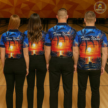 Load image into Gallery viewer, Custom Bowling Jersey Polo &amp; 1/4 Zip Sunset Tropical Sublimated Bowling Shirt for Men QZT836