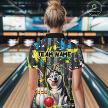 Load image into Gallery viewer, Funny Husky Bowling Shirt for Women Custom Bowling Team Jersey Polo &amp; Quarter-Zip QZT971