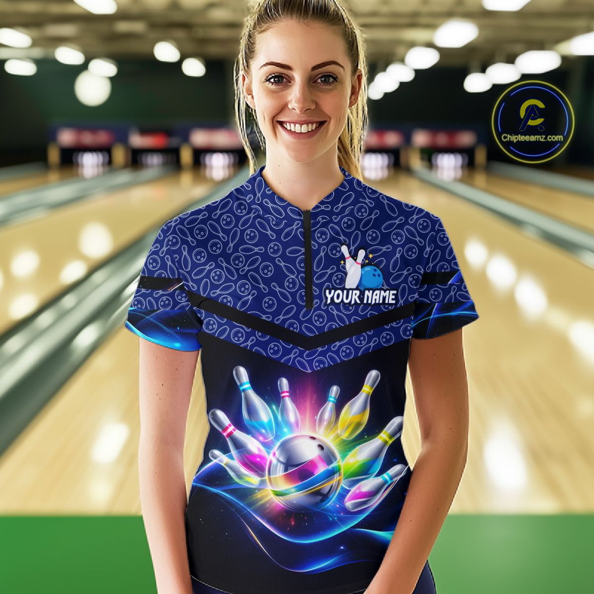 Personalized Bowling Team Shirt for Women  Polo & 1/4 Zip Bowling Jersey League QZT839