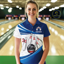 Load image into Gallery viewer, Blue Funny Bowling Shirt Custom Pattern Bowling Team Jersey Polo &amp; 1/4-Zip Bowling Gift for Women QZT930