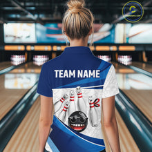 Load image into Gallery viewer, Blue Funny Bowling Shirt Custom Pattern Bowling Team Jersey Polo &amp; 1/4-Zip Bowling Gift for Women QZT930