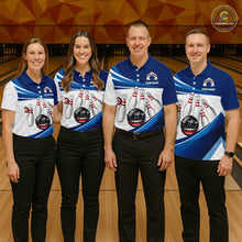 Load image into Gallery viewer, Blue Funny Bowling Shirt Custom Pattern Bowling Team Jersey Polo &amp; 1/4-Zip Bowling Gift for Men QZT930