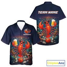 Load image into Gallery viewer, Navy blue shirt with a lobster design and 'Team Name' text on the back, featuring the brand 'Chiptee Amz'.