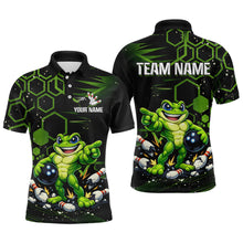Load image into Gallery viewer, Custom Funny Green Frog Bowling Team Jersey Ugly Bowling Shirt for Men Polo &amp; Quarter-Zip QZT844