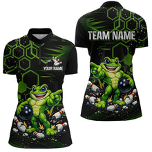 Load image into Gallery viewer, Custom Funny Green Frog Bowling Team Jersey Ugly Bowling Shirt for Women Polo &amp; 1/4-Zip QZT844