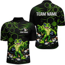 Load image into Gallery viewer, Custom Funny Green Frog Bowling Team Jersey Ugly Bowling Shirt for Men Polo &amp; Quarter-Zip QZT844