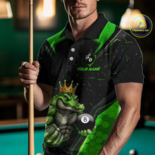 Load image into Gallery viewer, Funny Green Crocodile Billiard Team Shirt for Men Custom 8 Ball Pool Billiard Jersey Polo &amp; 1/4-Zip BHT18