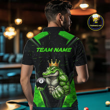Load image into Gallery viewer, Funny Green Crocodile Billiard Team Shirt for Men Custom 8 Ball Pool Billiard Jersey Polo &amp; 1/4-Zip BHT18