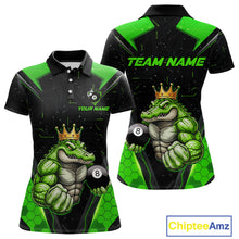 Load image into Gallery viewer, Funny Green Crocodile Billiard Team Shirt for Women Custom 8 Ball Pool Billiard Jersey Polo &amp; 1/4-Zip BHT18