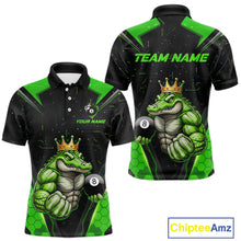Load image into Gallery viewer, Funny Green Crocodile Billiard Team Shirt for Men Custom 8 Ball Pool Billiard Jersey Polo &amp; 1/4-Zip BHT18