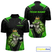 Load image into Gallery viewer, Funny Green Crocodile Billiard Team Shirt for Men Custom 8 Ball Pool Billiard Jersey Polo &amp; 1/4-Zip BHT18