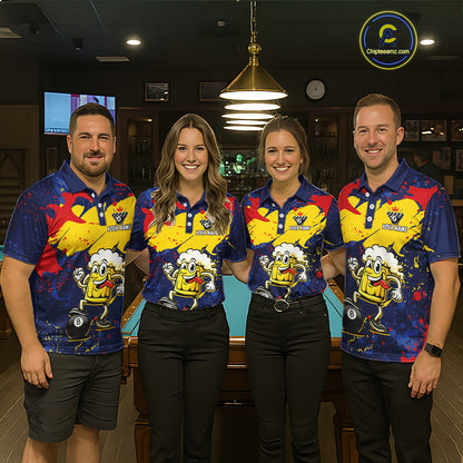 Funny Beer 8 Ball Billiard Shirt for Men Custom Billiard Jersey Pool Shirt Polo & Quarter-Zip BHT19