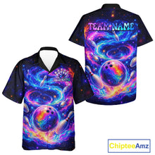 Load image into Gallery viewer, Bowling shirt with colorful design and 'Team Name' text on a white background