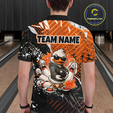 Load image into Gallery viewer, Custom Orange Funny Duck Bowling Team Shirt for Men Bowling League Jersey Polo &amp; Quarter-Zip QZT895