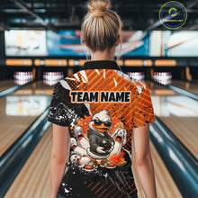 Load image into Gallery viewer, Custom Orange Funny Duck Bowling Team Shirt for Women Bowling League Jersey Polo &amp; Quarter-Zip QZT895