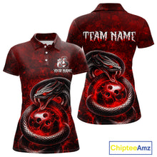 Load image into Gallery viewer, Red Snake Bowling Shirt for Women Personalized Bowling Team Jersey Polo &amp; Quarter-Zip QZT934