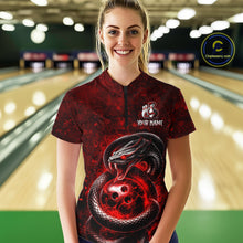 Load image into Gallery viewer, Red Snake Bowling Shirt for Women Personalized Bowling Team Jersey Polo &amp; Quarter-Zip QZT934