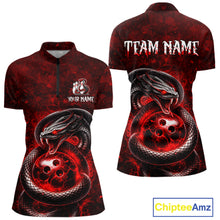 Load image into Gallery viewer, Red Snake Bowling Shirt for Women Personalized Bowling Team Jersey Polo &amp; Quarter-Zip QZT934