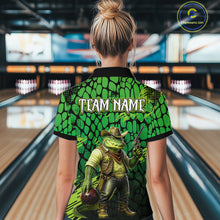 Load image into Gallery viewer, Funny Green Cowboy Alliagator Bowling Shirt for Women Custom Bowling Team Jersey Polo &amp; 1/4-Zip Bowling Outfit QZT1012
