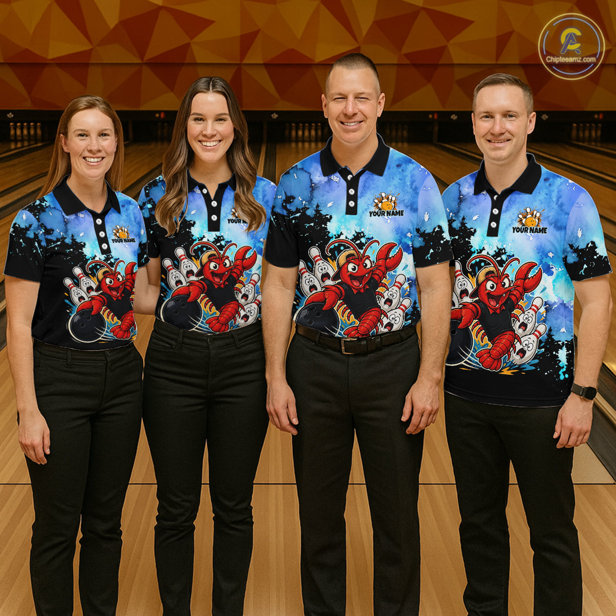 Custom Funny Crawfish Bowling Team Jersey for Women Bowling Shirt Polo & 1/4 Zip QZT1015