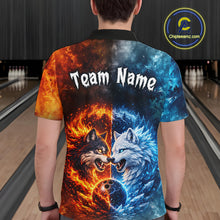 Load image into Gallery viewer, Fire and Ice Wolf Bowling Team Shirt Custom Bowling League Jersey for Men Bowling Polo &amp; 1/4-Zip QZT937